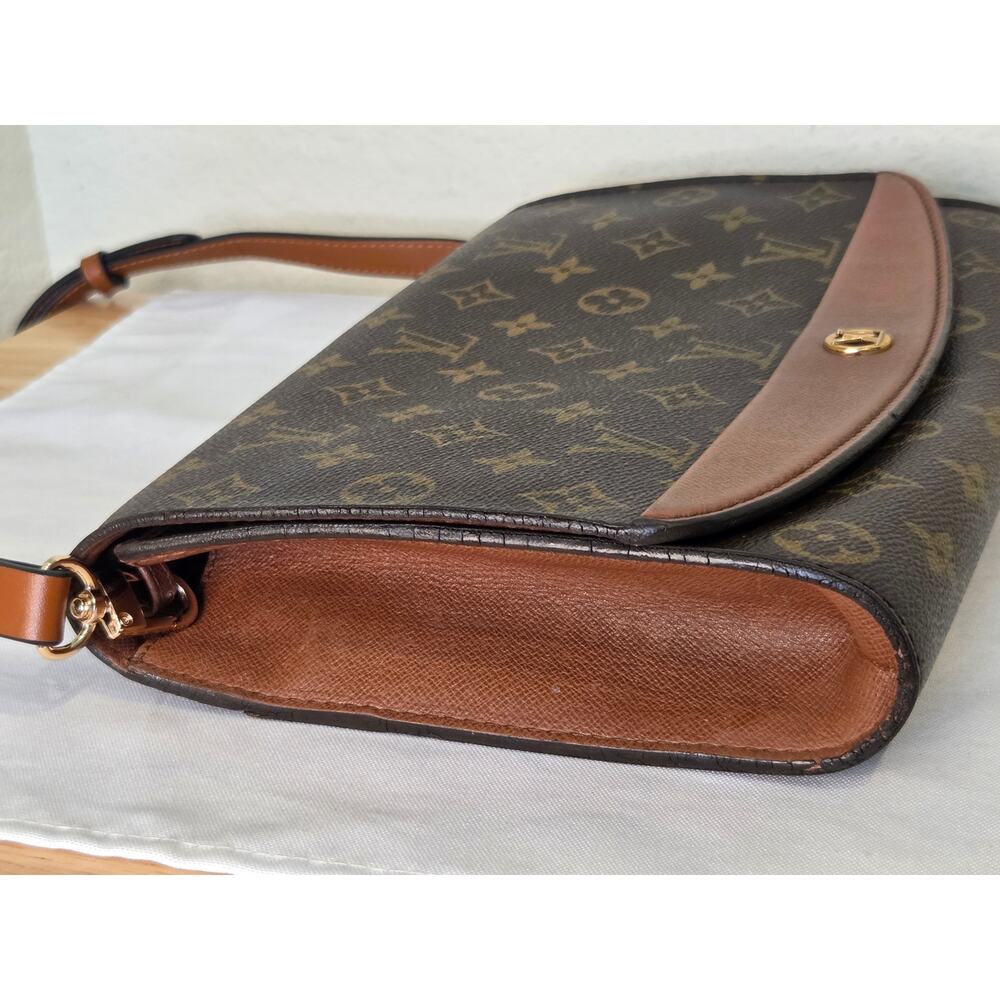Louis Vuitton Bordeaux Monogram Crossbody Clutch Bag Vintage Brown Leather Trim - Picture 4 of 15